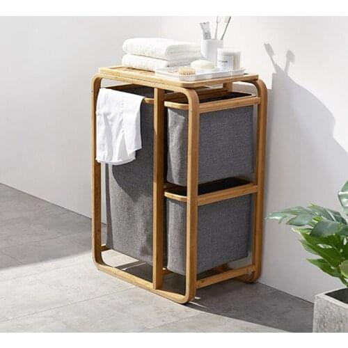 Free shipping 3 Gird Bamboo laundry basket dirty clothes basket bathroom laundry hamper storage basket clothes organizer WF