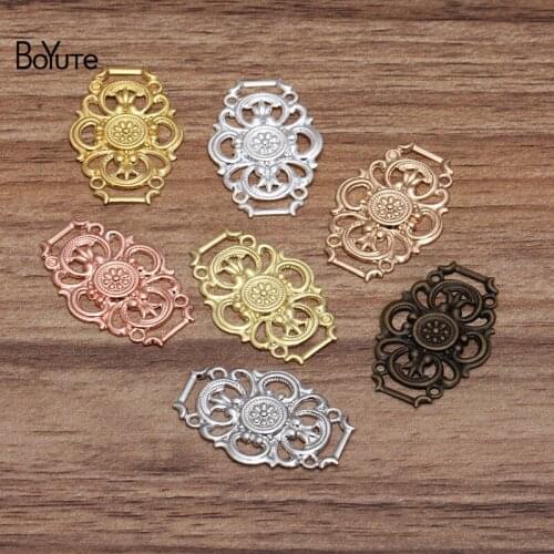 BoYuTe 50Pcs 21*31MM 7 Colors European Charms Wholesale DIY Brass Jewelry Materials Filigree