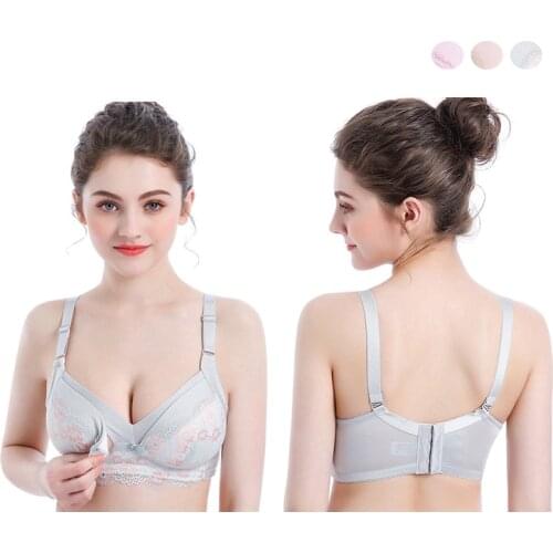 Breathable Cotton Maternity Nursing Bra Lace Pregnancy Breast Feeding Underwear Bralette Adjusted Bra Underwear for Women