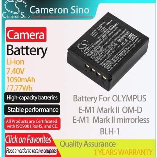CameronSino Battery for OLYMPUS E-M1 Mark II OM-D E-M1 Mark II mirrorless fits OLYMPUS BLH-1 Digital camera Batteries 1050mAh