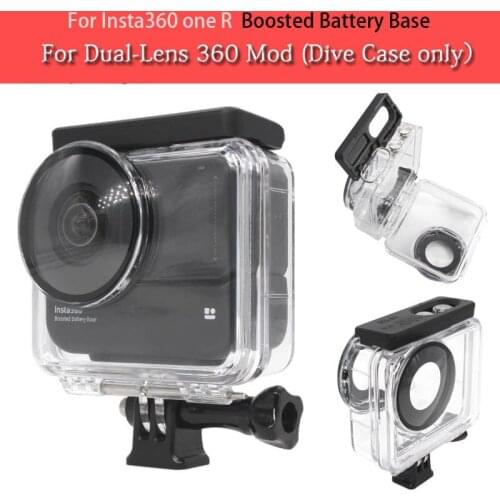 DUAL Lens 360 Mod Dive Case For Insta360 ONE R Boosted Battery Base Waterproof Housing Box For Insta360 R Panoramic Camera