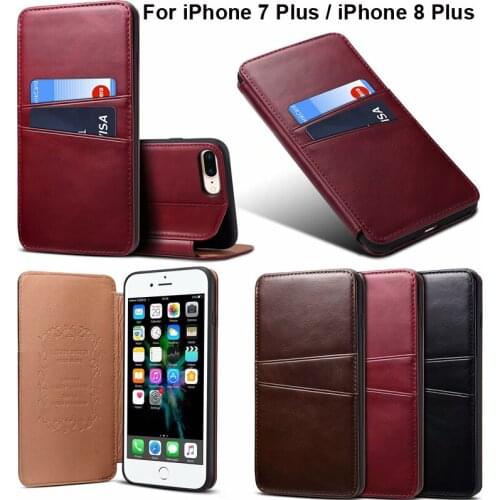 Genuine leather Case for iPhone 7 Plus 8Plus 7+ 8+ wallet Cover iPhone7Plus casing iPhone8Plus real leather Soft protection