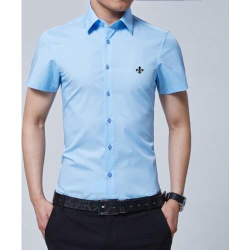 Dudalinas 2021 high quality brand men casual shirts short sleeve slim fit dress shirt plus size clothing business clothes