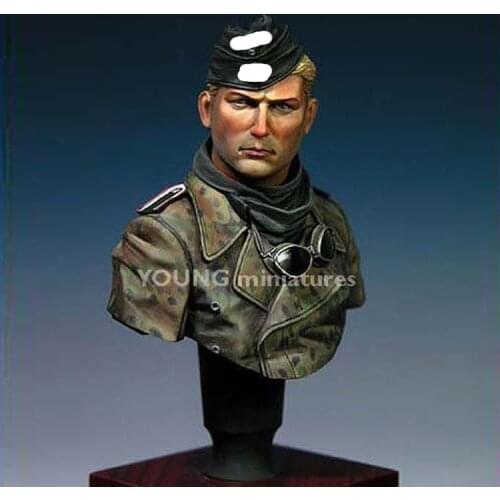 1/10 Panzer Crew WWII, World War II soldiers, Military subject matter, Resin Figure Bust GK Uncoated No colour