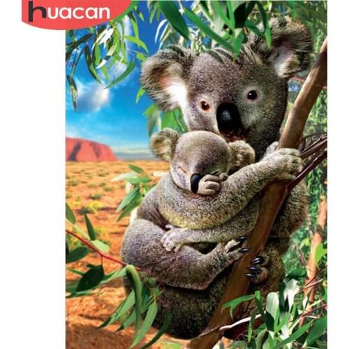 HUACAN Full Square/Round Diamond Painting Koala Pictures Of Rhinestones 5D Diamond Embroidery Animal Mosaic Home Decor