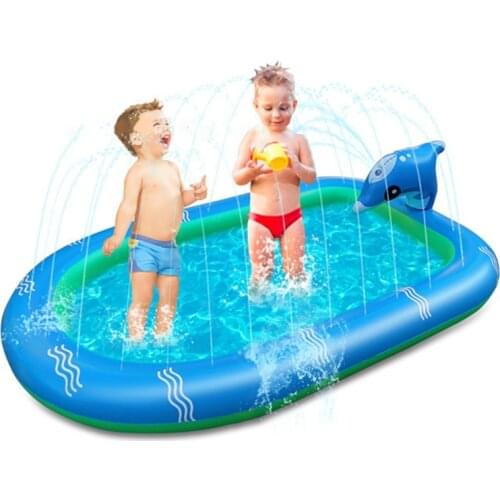 67/43inch Family Backyard Game Inflatable Paddling Pool Dolphin Sprinkler Water Toy Summer Garden Backyard Water Toy