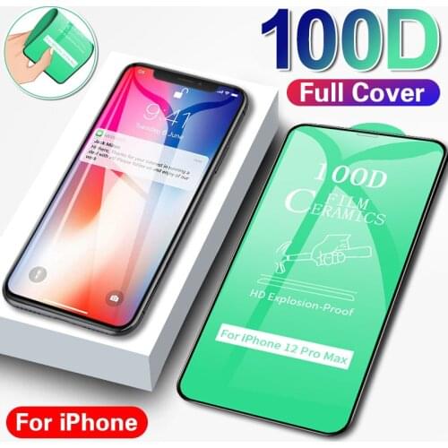 100D Curved Protective Glass On For iPhone 11 12 Pro XS Max X XR Screen Protector For iPhone 6 6S 7 8 Plus 11 12 Tempered Glass