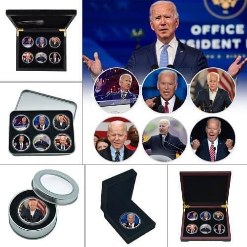 USA President Joe Biden Silver Plated Coin Collectibles with Coin Holder Challenge Coins Original Coin Medal Gift for Collection
