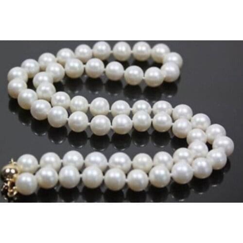 Beautiful 9-10mm natural AAA White south sea Pearl Necklace 18"