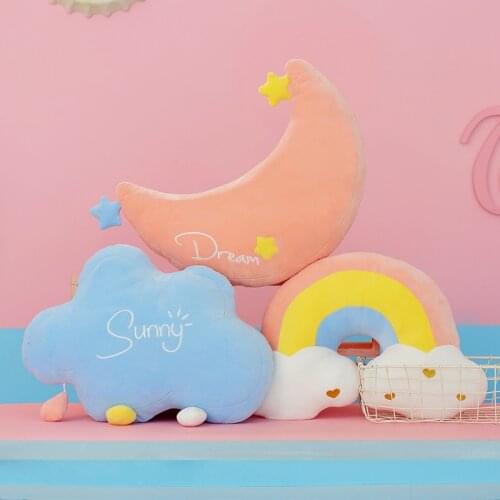 Sunny Dream Colorful Moon Rainbow Star Cloud Plush Pillow Kids Plush Toys Soft Stuffed Sofa Cushion Baby Sleeping Pillow Gift