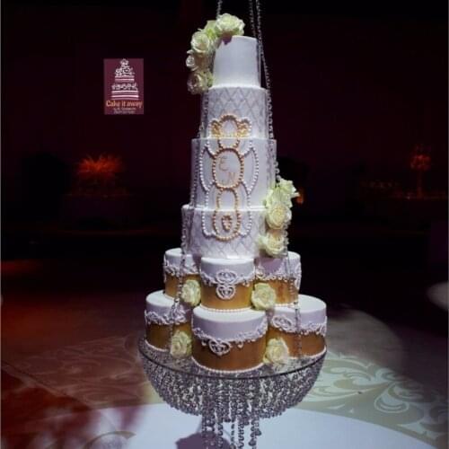 Diameter of 60cm Round Wedding Cake Stand Hanging Transparent Crystal beads Acrylic Main table Decoration