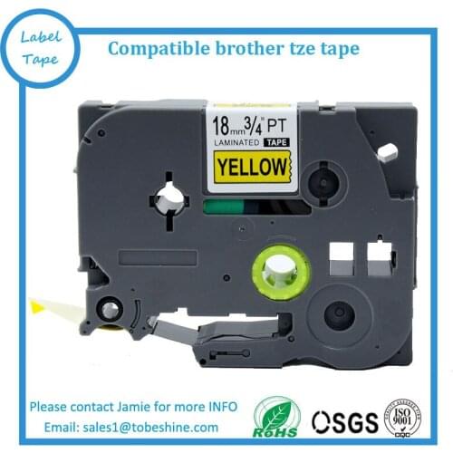 Free shipping 5 pcs/lot Compatible p touch laminated tze 641 tz641 tz 641 tape 18mm Black on Yellow tze Tape tze641