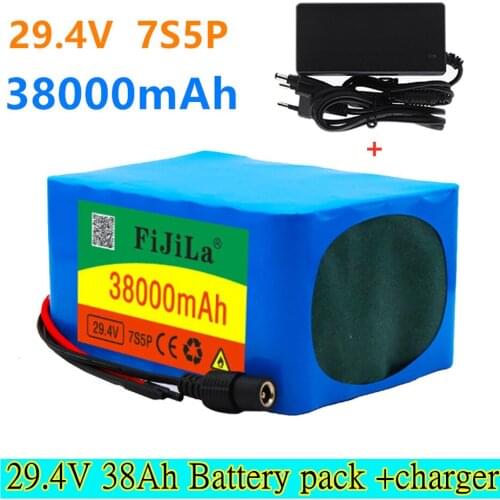 7S5P 24v 38Ah battery pack 250w 29.4V 38000mAh lithium ion battery for wheelchair electric bicycle pack with BMS + charger
