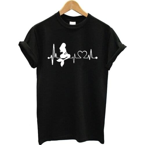 Kawaii Mermaid 2019 Fashion casual Cotton Women Shirt Funny Graphic Tshrt O Neck Short Sleeve Top Tees Mama Clothing Drop Ship