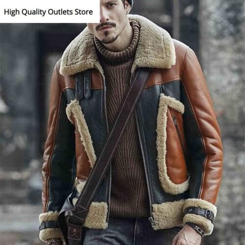 Men sheepskin coat mens genuine leather jacket fur coats outerwear shearling fashion trend winter jackets