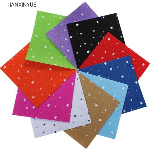 TIANXINYUE Non Woven Fabric 1mm Thick Polyester Felt Of Home Decoration Bundle For Sewing Dolls Crafts 10pcs Polka Dot Pattern