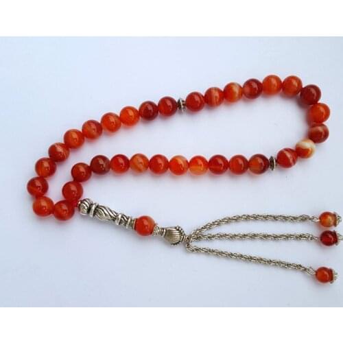 NEW ! Natural Sardonyx Stone bead Islamic muslim 33 prayer beads tashih Rosary beads Allah Bracelet stone For Family Friend gift