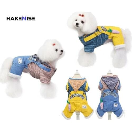 New Winter Warm Dog Clothes Striped Dog Overalls for Dogs Four Legs Jumpsuit for Yorkshire Terrier Chihuahua Puppy Pet Costume