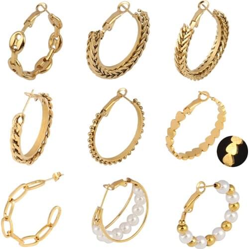 Punk Big Hoop Earrings Stainless Steel Earrings For Women Big Chain Earrings Hoop Earrings Charm Earrings Steel Earrings Jewelry