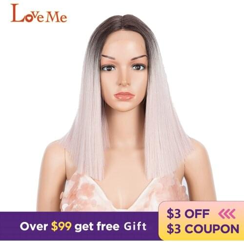 LOVE ME 14 Inch Synthetic Wig Short Bob Straight Wigs color Wigs Ombre Daily Use Wigs High Temperature Fiber For Black Women