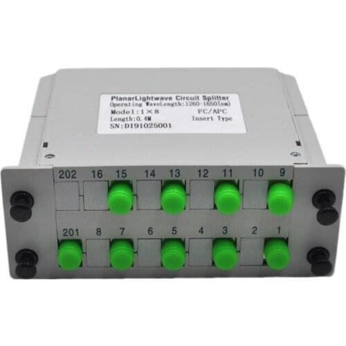 1x8 FC/APC fiber optic splitter 1*8 optical PLC splitter boxed card plug-in FTTH PLC splitter