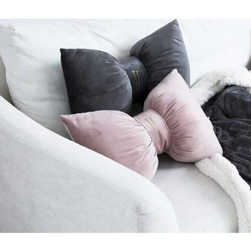 Bow Pillow Velvet Back Neck Rest Support Cute Knot Home Padding Office Soft Travel Bedroom Decoration Lover Birthday Gift