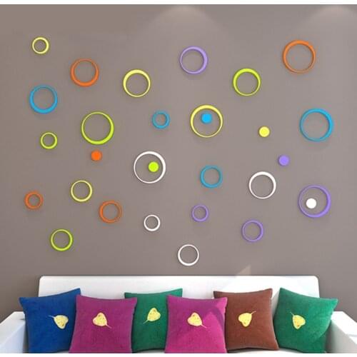 Simple Modern Style Living Room Background Wall Jewelry Rhythm Ring Acrylic Three-dimensional 3d Crystal Wall Sticker Decoration