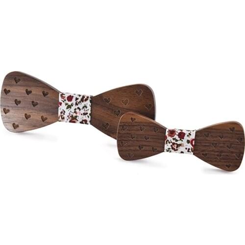 Dropshipping pajaritas para hombre high end fashion father son heart men black adjustable custom walnut wood bow tie