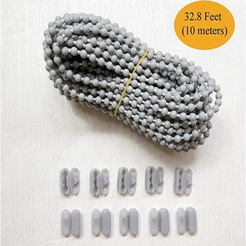10M Roller and Roman Shade Blind Beaded Chain Cord Grey Plastic Roller Curtain Bead Rope Blind Beaded Cord for Roller Blind