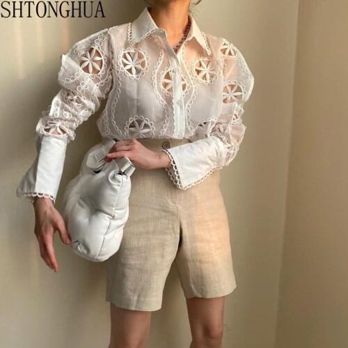 SHTONGHUA Women's Shirts With Embroidery