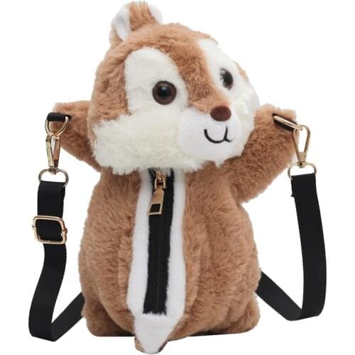 Cute Little Squirrel Doll Plush Design Messenger Bag 2021 Trendy Winter Ladies Shoulder Bag Crossbody Bag Comfortable Side Bag