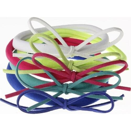 Yundfly 10pcs 22 Colors Girls Nylon Headband Elastic Hairband Toddler Suede Solid Bow Newborn Head Band Hair Accessories