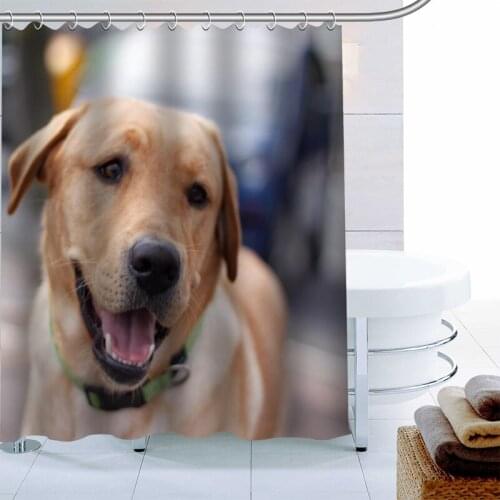 Labrador Retriever Dog Shower Curtain Polyester Fabric Print Bath Curtain For Bathroom Waterproof Bath Curtain Hook Eco-Friendly