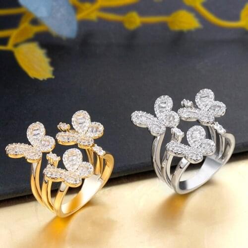 Bride Talk Resizable Women Ring Opening Way Cubic Zirconia Romantic Fashion Bridal Wedding Rings High Quality Gift For Lover