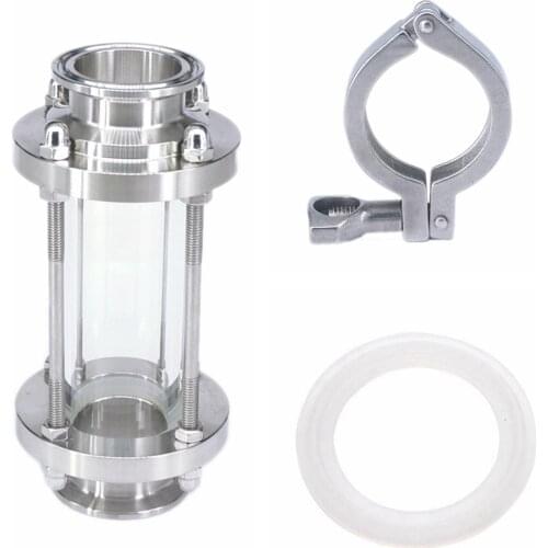 1 PC 38mm Diopter + 1 PC 1.5" Tri Clamp + 1 PC Gasket Sanitay Flow Sight Glass SUS 304 Stainless Steel Homebrew