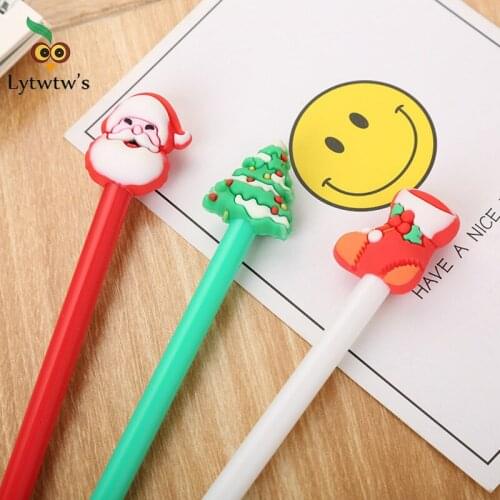 1 Piecce Lytwtws Cute Christmas Theme 0.5mm Gel Pens Santa Claus Socks Kawaii Stationery Material Office School Supplies Gift