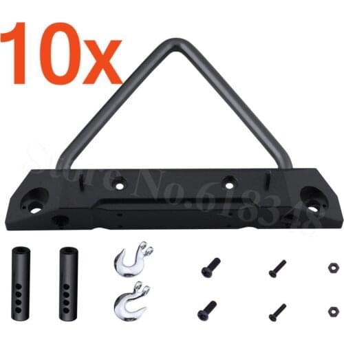 10Sets Aluminum Alloy Front Bumper & Metal Tow Hook for 1/10 Axial SCX10 RC Rock Crawler Hop Up Parts AX80125 Wholesale