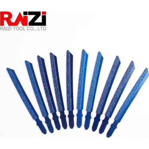 Raizi 10 Pcs 100mm T-Shank Jig Saw Blade for Cutting Ceramic Tile Diamond Reciprocating Saw Blade