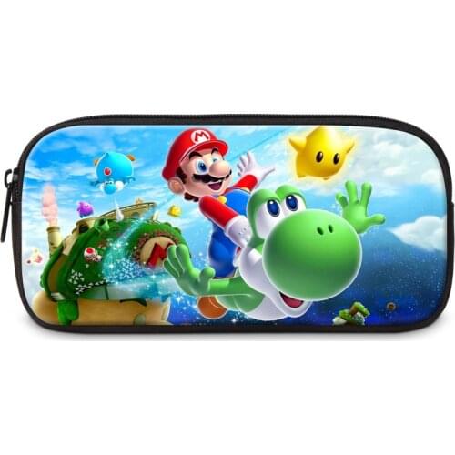 3D World Mario Cartoon Pattern Pencil Case Children Stationery Back To School Supplies Boys Girls Storage Bag Cosmetic Cases