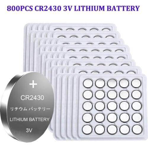 800pcs CR2430 CR 2430 DL2430 BR2430 KL2430 Button Coin Batteries For Watch Headphone Hearing Aids Toy 3V Lithium Battery