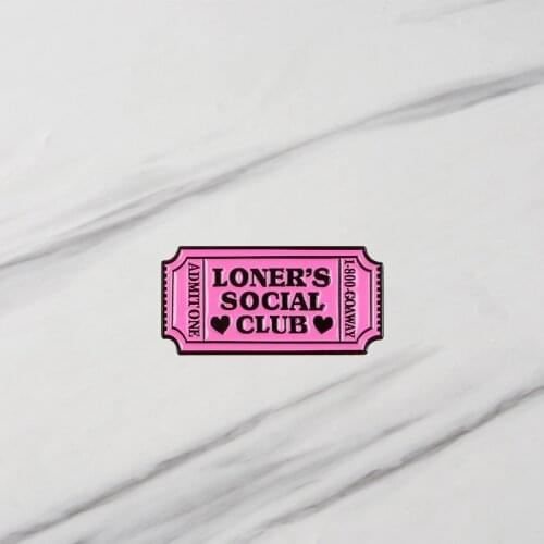 Brooch With LONERS SOCIAL CLUB Button Badge Cartoon Jewelry Gift For Friends Who Is More Lonely
