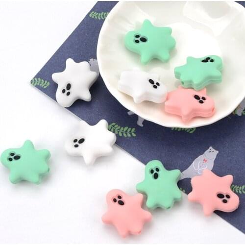 LOFCA 50pcs Snowflake Silicone Beads Ghost mini Silicone Teething Beads BPA Free Food Grade Baby Care Pacifier Chain Gift DIY