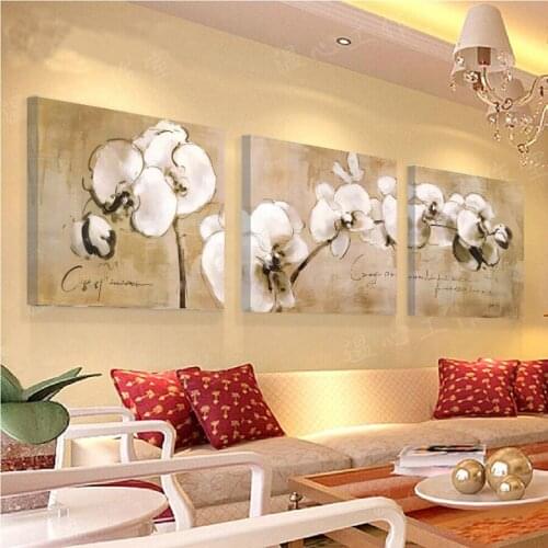 Ccanvas Painting Printed Painting modern home decorative Moth orchid Painting on canvas 3 Panel Wall art With Framed W0221