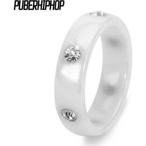 Black & White Ceramic Female Rings 2017 New Fashion Love Rings For Women Big Chic Zircon Rings Ceramic Jewelry Christmas Gift