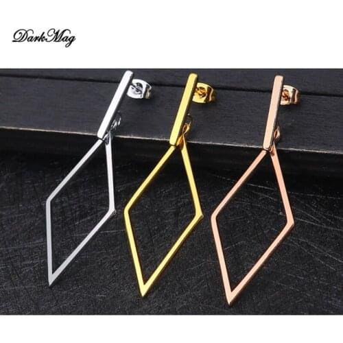DarkMag Rhombus Metal Gold Silver Color Hoop Earring Fashion Simple 2020 New Trendy Stainless Round Earring For Women Party