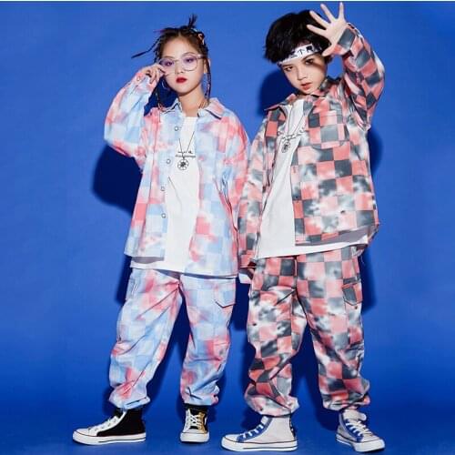 Children Street Hip Hop Dance Clothing Fashion Print Shirt Pants Boys Loose Performance Costume Jazz Dance Show Outfit BL5135