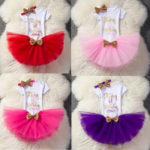 Baby Girls First Birthday Party Dresses 1 Year Toddler Girls Wear Infant Princess Tutu Dress Newborn Christening Grown Dress