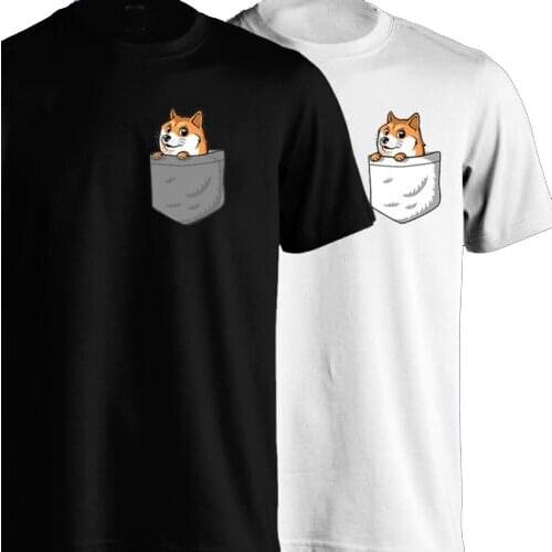 DOGE Pocket T shirt men dog cute funny short sleeve casual printed Tee US plus size