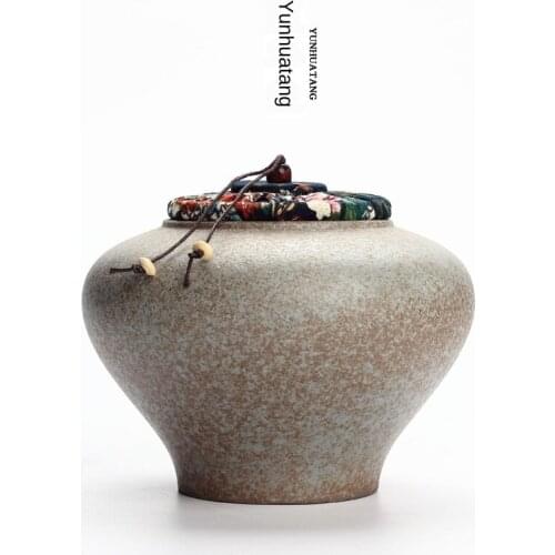 Earthenware Tea Manual Vintage Cha Cang Detong Ceramic Seal Pu'er Tea Big Trumpet Storage Tank Ceramic Jars with Lids CeramicJar