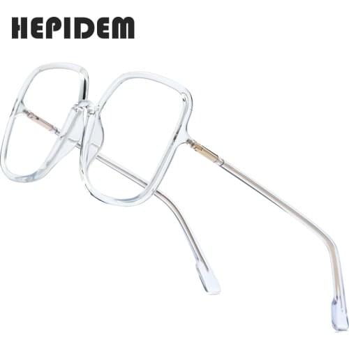 HEPIDEM 2020 New Acetate Square Glasses Frame for Women Clear Big Oversize Eyeglasses Men Eyewear Transparent Spectacles 9150